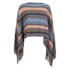 미쏘니 셰브런 패턴 프린지 케이프