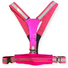 LED發光反光安全背帶 – 高能見度、舒適輕巧、可調節、附收納袋, 桃色, 1個