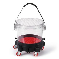 가비테크 5갤런 세차 버킷 키트 300파운드 용량 - 그릿 트랩 5캐스터 돌리 고무 손잡이 및 뚜껑 자동 청소용 전문 디테일 키트 빨간색/검정색 포함, Clear+Black