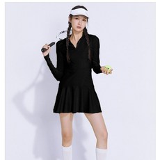 여성 여름 트레이닝 원피스 긴팔 테니스 원피스 캐주얼 스타일 편안한 디자인 YLP