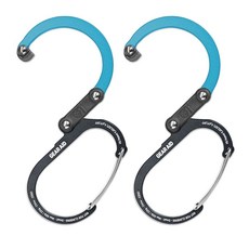GEAR AID HEROCLIP 카라비너 클립 및 후크 (스몰) 지갑 유모차 백팩용 블랙 앤 블루 2팩_168704, 2 Pack, Black and Blue