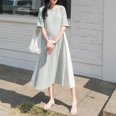 [소임]구김없는민트훌반팔 임산부원피스