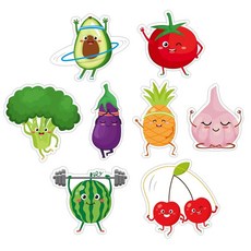 ECLATIS 재미있는 냉장고 자석 8개 귀여운 과일 및 채소 재사용 가능한 장식용 음식 자석용 홈 오피스 학교용 292551, ECLATIS 재미있는 냉장고 자석 8개, 귀여운 과일