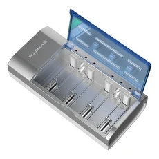 PUJIMAX LED 지능형 디스플레이 고속 충전 배터리 EUUS 플러그 1.2V AAA C D 사이즈 9V 6 슬롯, [01] EU, 01 Sliver