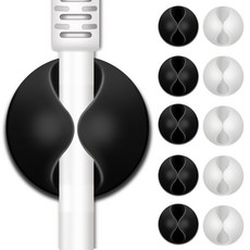 엔더 USB 충전 케이블 선정리 홀더 클립 1구 MIX(블랙5개+화이트5개), 1세트 1세트