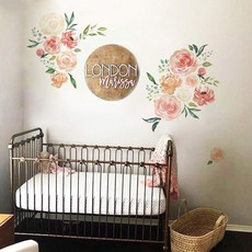 우펑케 모란 꽃 벽 스티커 DIY 잎 장식 여자 침실 거실용 예술