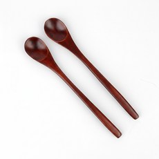 옻칠 나무 긴 스푼 홈카페 서빙용 스푼 2개 똑템, 1개