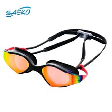 SAEKO 張團畯代言 臺灣製 鍍膜 三鐵 廣角 泳鏡 超大廣角 防霧 開放水域 S53UV, 黑彩, 1個