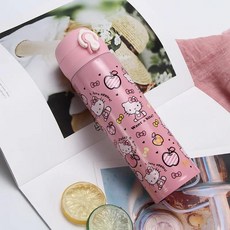 어린이를위한 헬로 키티 절연 물병 Kawaii 뜨거운 핑크 만화 스테인레스 스틸 350/500m, B, 500ML, 1개