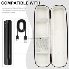 ES-50 EPSON Workforce ES-50/ES-55R/ES-60W/ES-65WR/DS-30/DS-70/DS-80W 문서 스캐너와 호환되는 하드 보관 케이스 고급 질감, ES-50 EPSON Workforce ES-50/ES