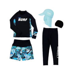 뉴키즈팩토리 키즈 주니어 남아 생존수영 수영복 래쉬가드 5종 세트