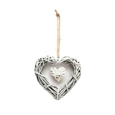 DIY 인공 등나무 화환 시크한 고리 모양 하트 회색 흰색 결혼식 생일 파티 벽걸이 장식, 01 Grey