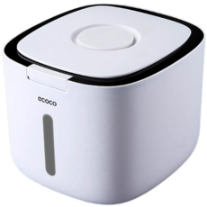 【ECOCO】意可可自動開蓋米桶 防蟲防潮 儲存罐 儲米箱 防潮儲米桶 彈蓋儲米桶 防潮桶 儲米罐 乾糧桶 飼料桶, 1個, E2029自動開蓋米桶-黑色