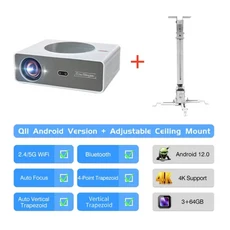 Touyinger Q11 풀 HD 프로젝터 4K 8K LED 홈 시어터 전자 비디오 게임 장비, 01 China Mainland, 02 Android and bracket