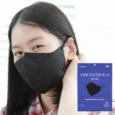 굿필링 컬러 새부리형 마스크 KF94 대형, 블랙, 4개, 25매입