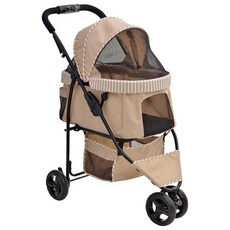 日本 GEX 愛犬推車 三輪穩定型 羽量級 多頭用DX-PLUS N推車 耐重25kg以下 寵物推車, 1個, 三輪穩定型-大地色, 大地色