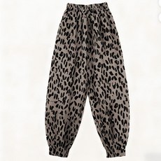 Vezri 여성용 봄여름 캐주얼 팬츠 루즈핏에 호피무늬 날씬해 보이는 트레이닝 바지
