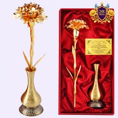 퀸 금장미 금 카네이션 꽃 24k 블루스톤 황동화병 set 금꽃 금카네이션꽃set 어버이날 스승의날 부모님 결혼기념일 선물 생신 생일 축하 선물, 1개, 꽃무늬조각 LOVE 황동화병