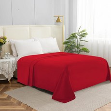 Elegant Comfort 프리미엄 호텔 품질 플랫 시트 1장 고급스럽고 부드러운 1500수 이집트 침구 플랫 시트 주름 얼룩 및 변색 방지 풀 세이지, 레드