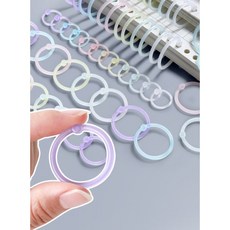 카드링 파스텔 컬러 15mm 32개 소형 바인더 똑딱링 O링고리 컬러 루즈링 클릭링 바인더링 단어장제본, 옐로우