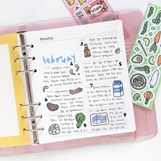 A6 WIDE 6공 - 플래너 리필 속지, 01 먼슬리 그린, 1개