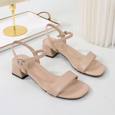투니스 심플 소프트 가죽 스트랩 샌들 4cm