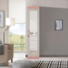 솜씨방 심플 친환경 E0 400 거울틈새옷장(이단봉형) 낮은 신혼부부 원룸, 워시핑크