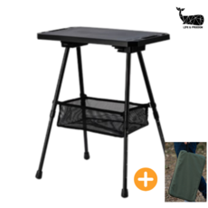 캠핑 사이드 테이블 높이조절 듀랄루민 경량 차박 감성 사각테이블 + 전용가방, 올리브그린+수납가방+메쉬망