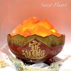 Sweet Heart 田芯好物精選 鶯歌蓮花三腳造型聚寶盆大款 盆+鹽塊, 盆+鹽塊 贈線組燈泡 (只能宅配出貨)