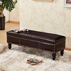 LCEDHZOC 오스만 프리미엄 인조 가죽 패딩 트 탑 수납 벤치 풋스툴 신발 거실 복도 입구-다크 브라운 70x40x40cm28x16x16인치