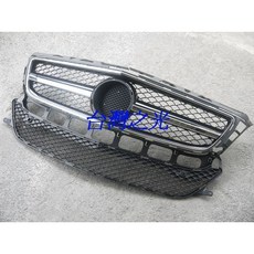 台灣之光 全新BENZ W218 CLS 63 AMG改裝大孔網亮黑一線大星水箱罩 水箱罩護罩台製有雷達版C63, 1個