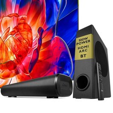 LEMEGA Edge X1 2.0 사운드바 HDMI ARC가 있는 TV용 50W RMS 강력한 스피커 블루투스 스트리밍 광학 AUX 및 USB 게이밍 등을 위한 컴팩, LEMEGA Edge X1 2.0 Soundbar fo