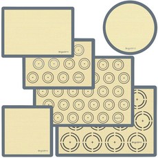 실리콘 베이킹 매트 세트 6개 논스틱 및 이지 클린 식품 등급 재사용 오븐 라이너 시트 원형 정사각형 케이크 마카롱 쿠키용 페이스트리 보드 롤링 도우