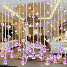 구슬발 아이방커튼 주방 크리스탈 줄커튼 비즈 가림막, 1개, S. 크리스탈 보라색 전체 착용 꼬임 방지