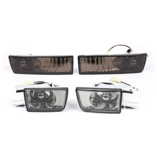 쿠쿠스토어 4PCS 세트 자동차 스모크 프론트 범퍼 안개등 + 방향 지시등 VW 제타 MK3 골프 1992, 01 Smoked
