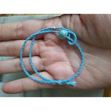 綠松石手繩 湖北原礦網花老型珠 S925太陽管珠 四股手編蠟繩 伸縮款, 1個
