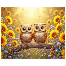 보석 십자수 캔버스형 부엉이 diy 40 x 50 cm, 1세트, CH017