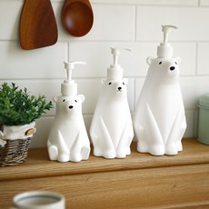 북극곰 주방세제 욕실 손소독제 리필용 펌프 디스펜서 아기곰, 엄마곰 450ml, 1개
