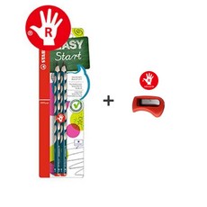 스타빌로 이지그래프연필 HB 2본 + 샤프너 (세트), HB 페트롤R+샤프너R (오른손)