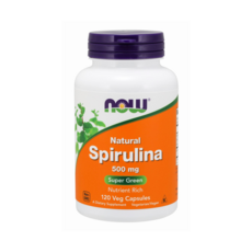 NOW Foods 天然螺旋藻 500mg 素食膠囊, 120入, 1個