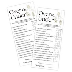 해외 Heiyihe 10.2 x 22.9cm4 9인치 웨딩 어드바이스 카드 Mr and Mrs를 위한 조언과 소원 25명의 손님을 화이트 브라이덜 샤워 게임 약혼 파티 용품 신, Over or Under.