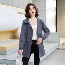 봄가을 여성 얇은 기장 하프 캐주얼 트렌치코트 허리조임 조절 가능한 디자인 다양한 몸매 만족 4가지 색상 바람막이 루즈핏