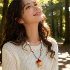 초커 목걸이 핸드메이드 비즈 펜던트 키치 컬러 포인트