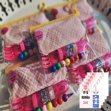 루키버니 어린이집 유치원 생일선물 답례품 스카프빕 구디백 5세트 + 스티커 10장