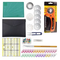 커터 세트 핑크 퀼팅 키트 원단 커팅 매트 클립 45MM 교체 블레이드 A3 공예 눈금자, [02] SET 3