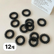 로멀리 자국없는 전화줄 머리끈 스프링, 12개, 블랙