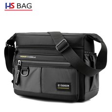 大容量側背男包牛津布男士單肩包新款防水商務男士戶外出差旅行大容量多層背包單肩包防水耐磨背包多口袋斜背包商務休閒男士斜挎包, 灰色