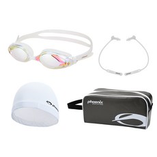 Phoenix 4件組游泳用品_彈性纖維SET, 白色, 1個