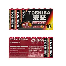 【TOSHIBA】 東芝 環保電池, 1個, 碳鋅4號AAA16入(紅)