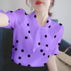 댄스복 라틴 블라우스 땡땡이 리본 상의 화려한 아랑 고고 합창단 댄스티 줌바 빅사이즈 단체복 라인 살사